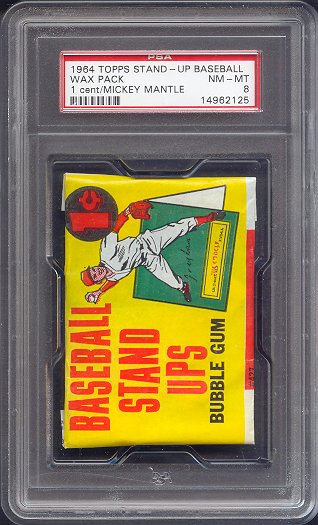 1964 Topps Baseball Unopened Stand Up 1 Cent Wax Pack PSA 8 Mantle