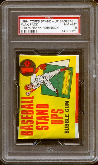 1964 Topps Baseball Stand Up Unopened 1 Cent Wax Pack PSA 8