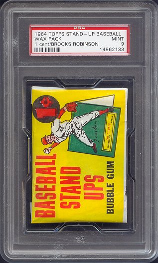 1964 Topps Baseball Stand Up Unopened 1 Cent Wax Pack PSA 9