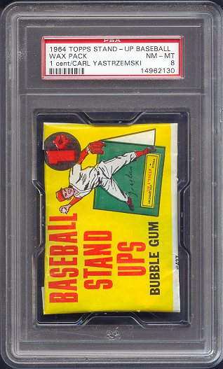 1964 Topps Baseball Unopened Stand Up 1 Cent Wax Pack PSA 8