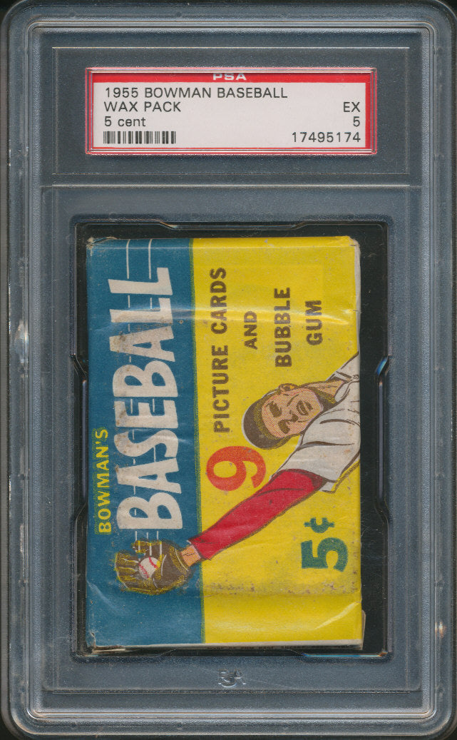 1955 Bowman Baseball Unopened 5 Cent Wax Pack PSA 5