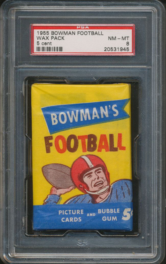 1955 Bowman Football Unopened 5 Cent Wax Pack PSA 8