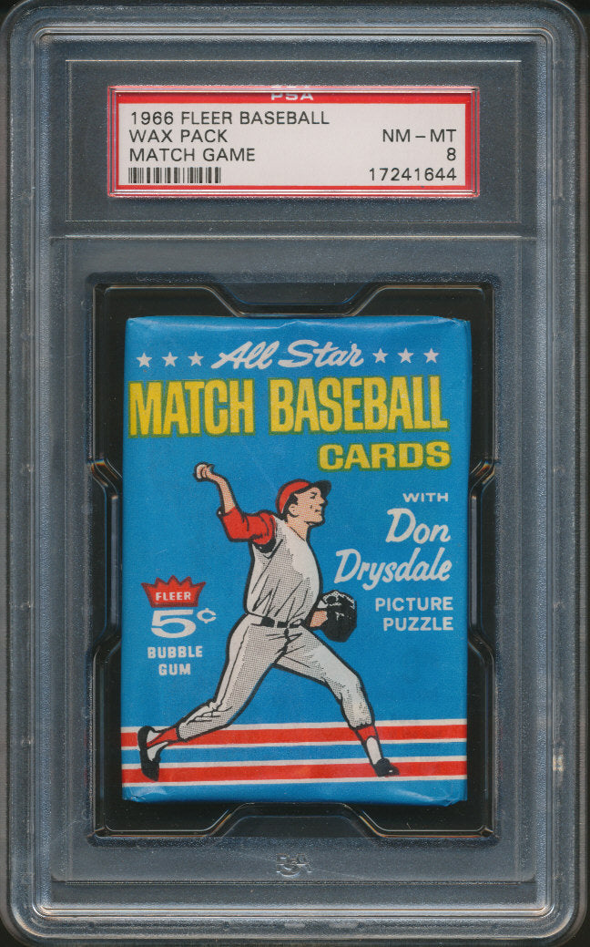 1966 Fleer Baseball Match Game Unopened Wax Pack PSA 8