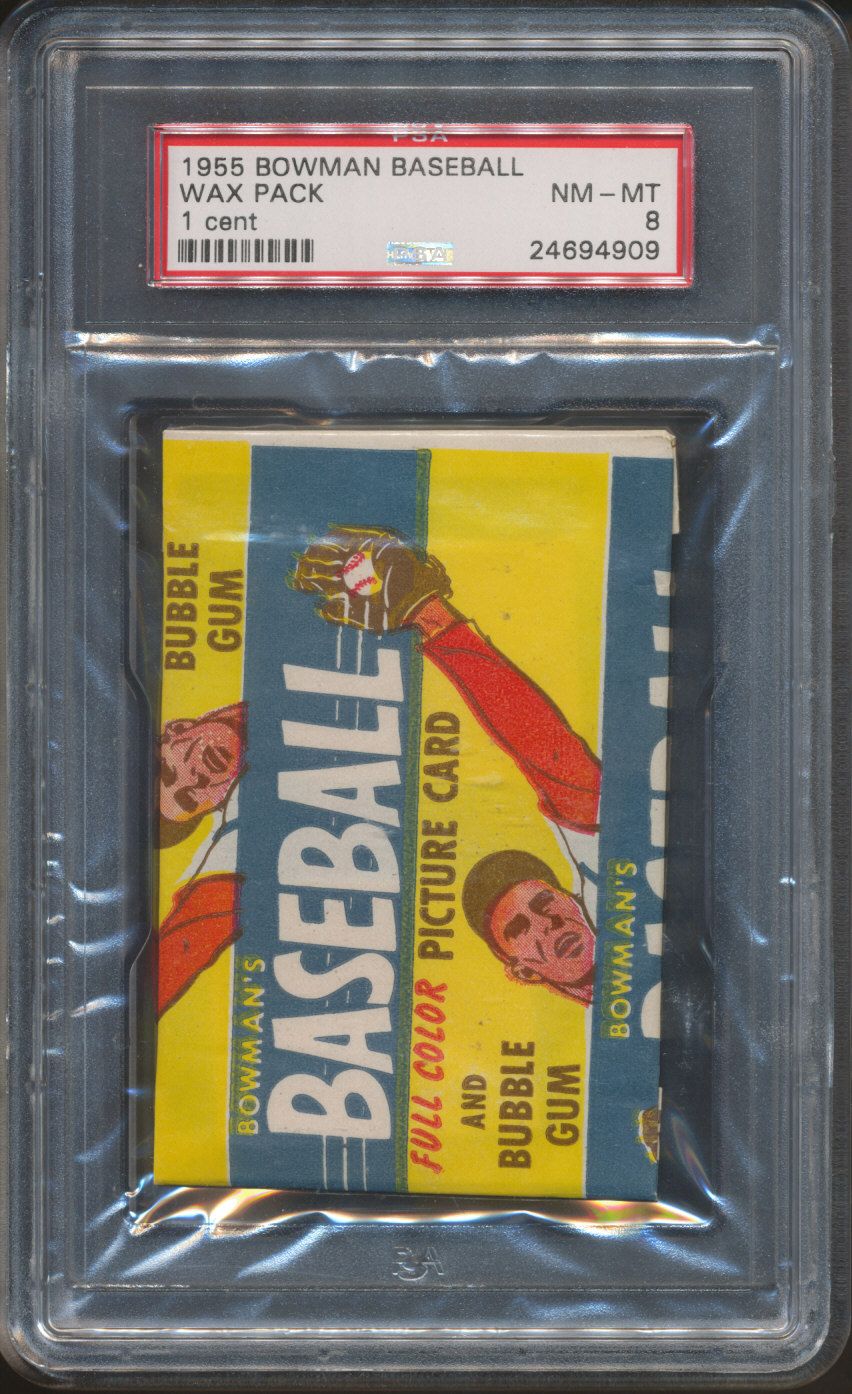 1955 Bowman Baseball Unopened 1 Cent Wax Pack PSA 8