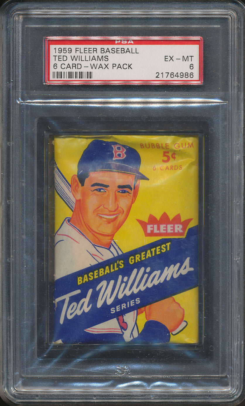 1959 Fleer Baseball Ted Williams Unopened Wax Pack PSA 6 (6