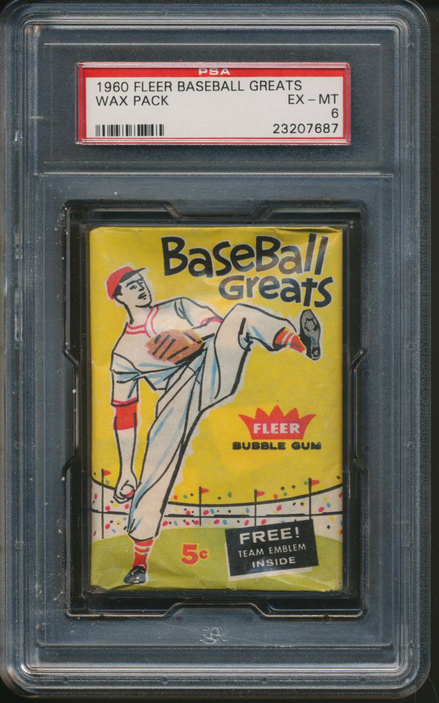 1960 Fleer Baseball Greats Unopened Wax Pack PSA 6