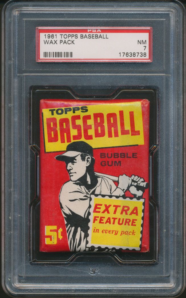 1961 Topps Baseball Unopened 5 Cent Wax Pack PSA 7