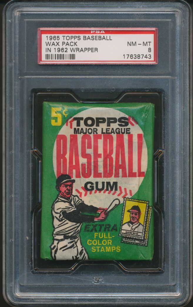 1965 Topps Baseball Unopened Wax Pack PSA 8 (1962 wrapper)