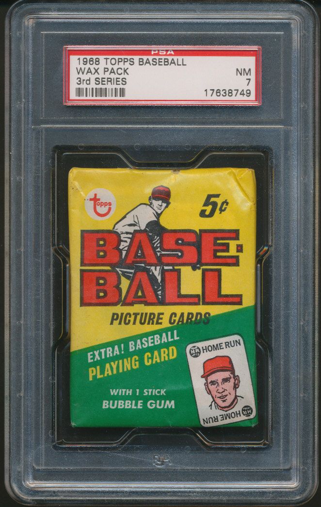 1968 Topps Baseball Unopened 3rd Series Wax Pack PSA 7