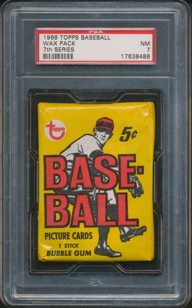 1968 Topps Baseball Unopened 7th Series Wax Pack PSA 7