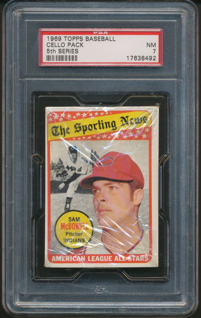 1969 Topps Baseball Unopened 5th Series Cello Pack PSA 7