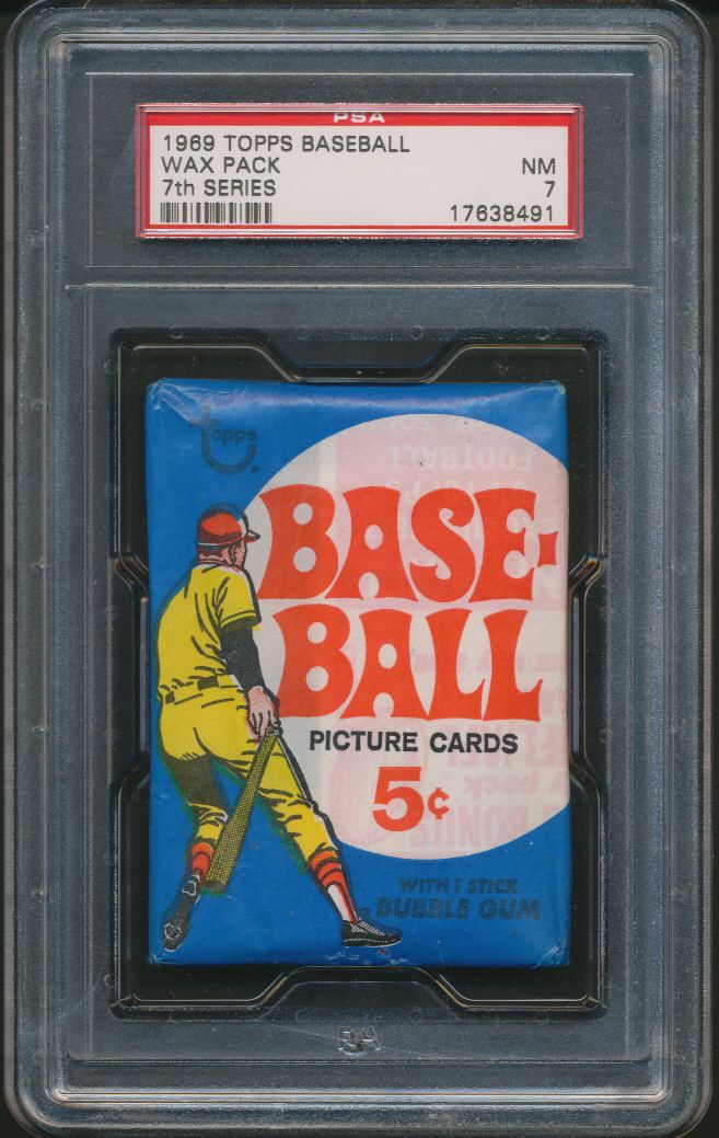 1969 Topps Baseball Unopened 7th Series Wax Pack PSA 7