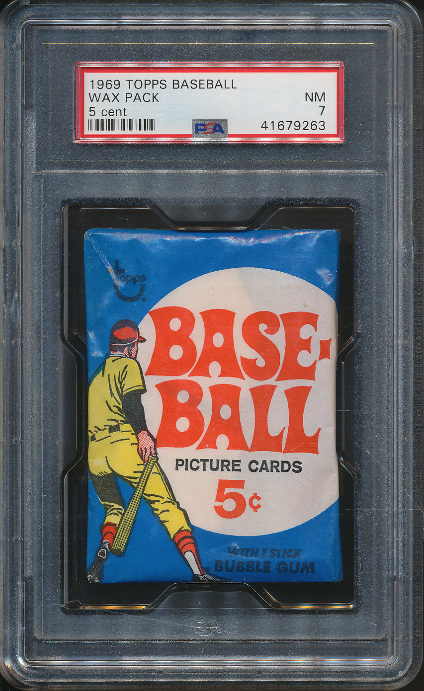 1969 Topps Baseball Unopened Wax Pack PSA 7