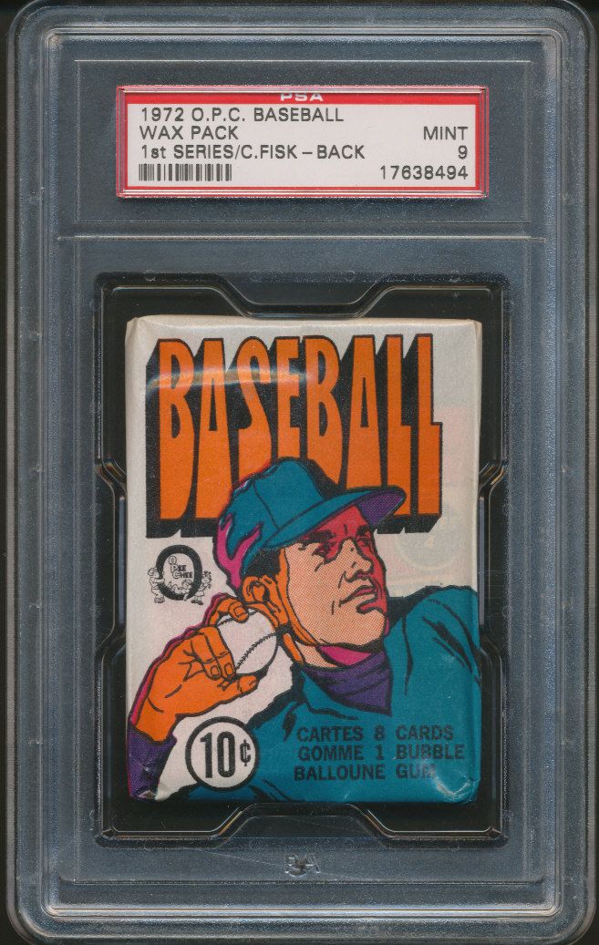 1972 OPC O-Pee-Chee Baseball Unopened 1st Series Wax Pack PSA 9 Fisk Back