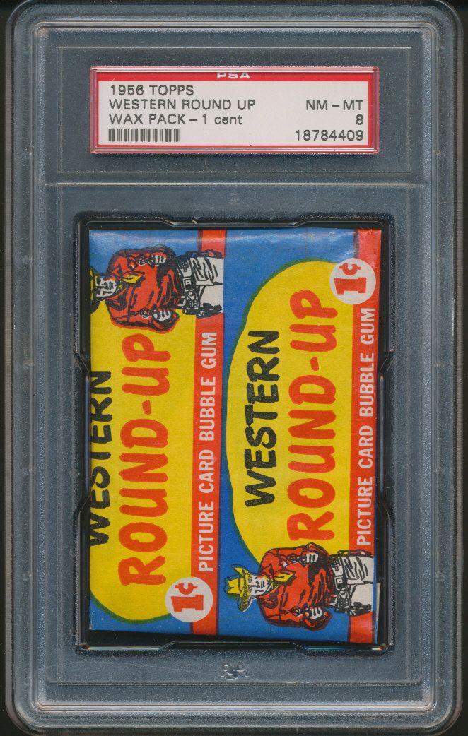 1956 Topps Western Round Up Unopened 1 Cent Wax Pack PSA 8