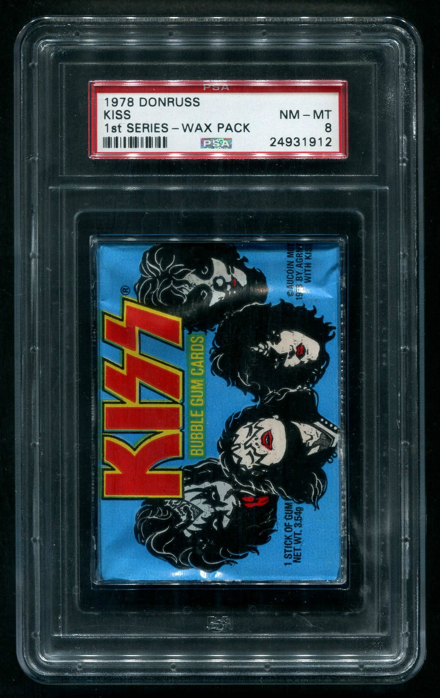 1978 Donruss KISS Unopened Series 1 Wax Pack PSA NM/MT 8