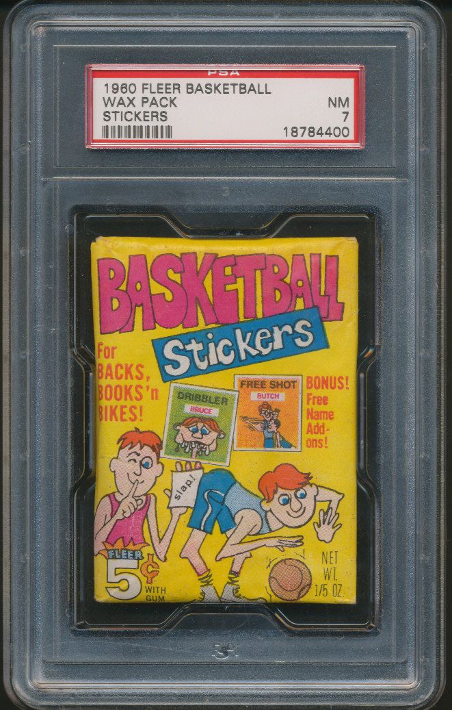 1960 Fleer Basketball Stickers Unopened Wax Pack PSA 7