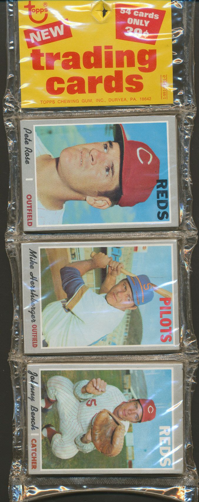 1970 Topps Baseball Unopened Rack Pack (Rose and Bench Top)