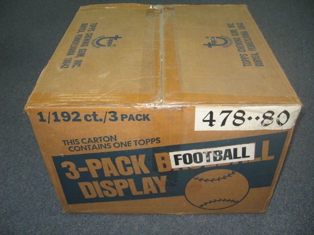 1980 Topps Football Wax Pack Rack Pack Case (192 Count)