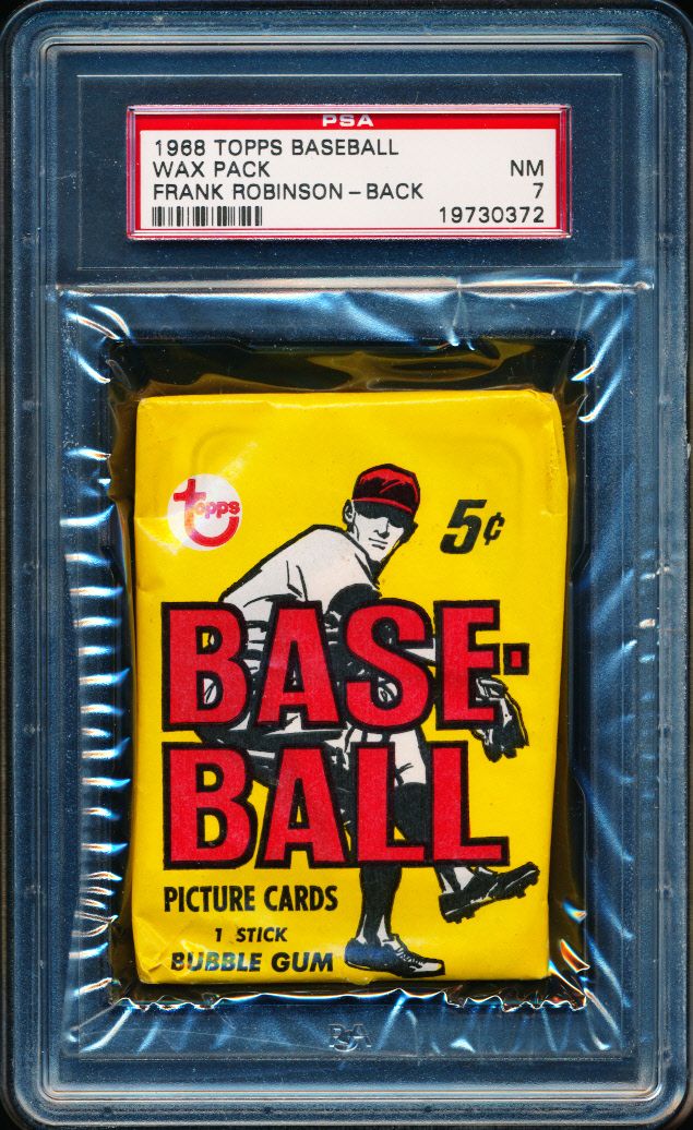 1968 Topps Baseball Unopened 6th Series Wax Pack PSA 7 F. Robinson Back