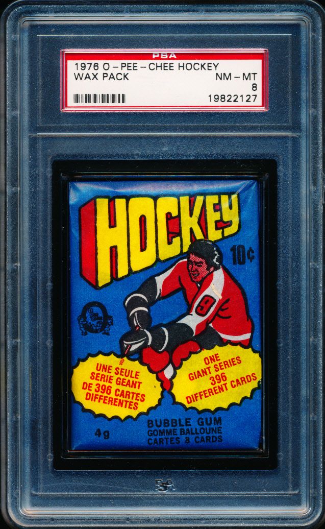 1976/77 OPC O-Pee-Chee Hockey Unopened Wax Pack PSA 8