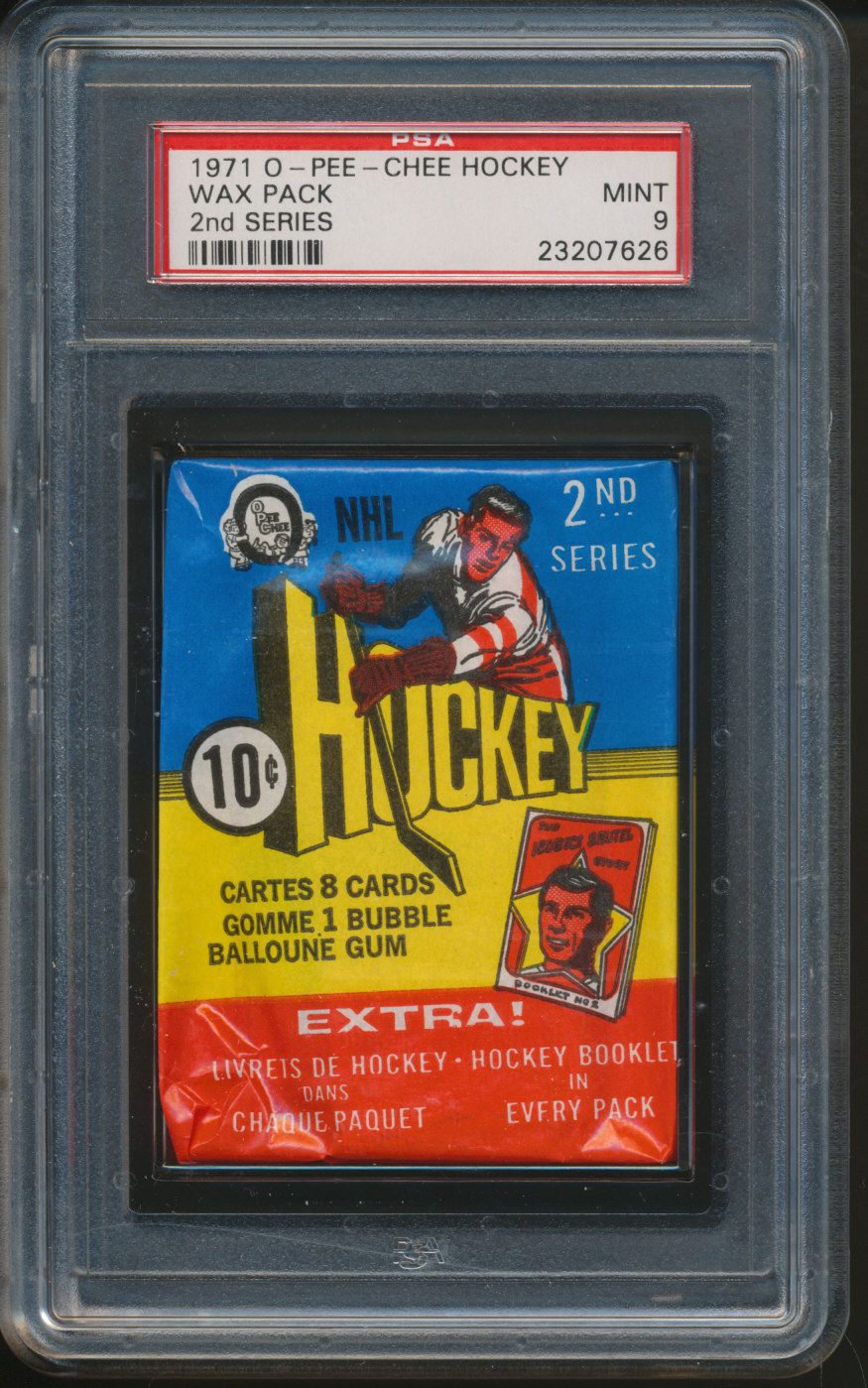 1971/72 OPC O-Pee-Chee Hockey Unopened Ser 2 Wax Pack PSA 9