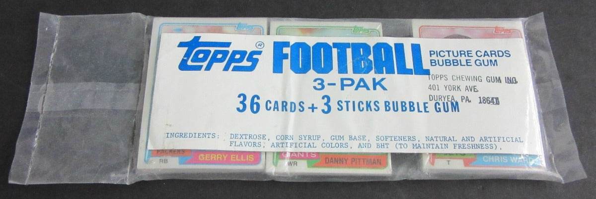 1981 Topps Football Unopened Grocery Rack Pack Topps Wrapper