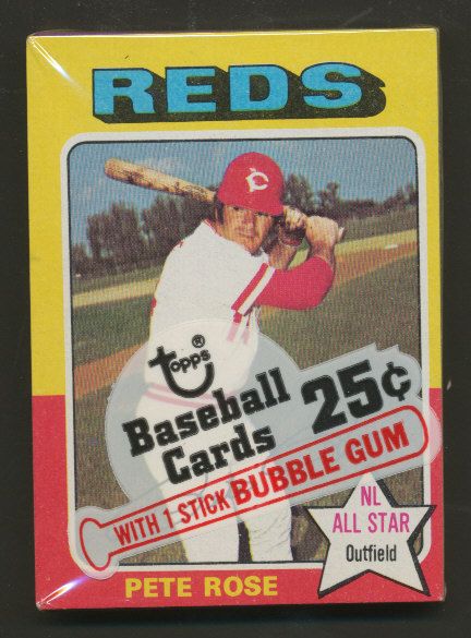 1975 Topps Baseball Unopened Cello Pack w/ Rose Top