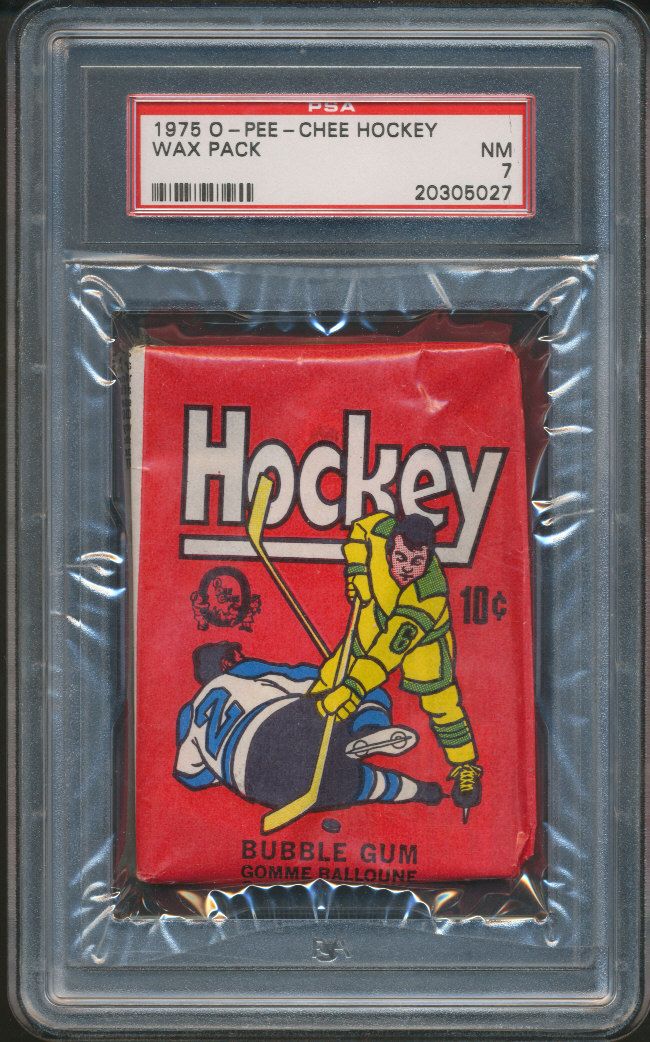 1975/76 OPC O-Pee-Chee Hockey Unopened Wax Pack PSA 7