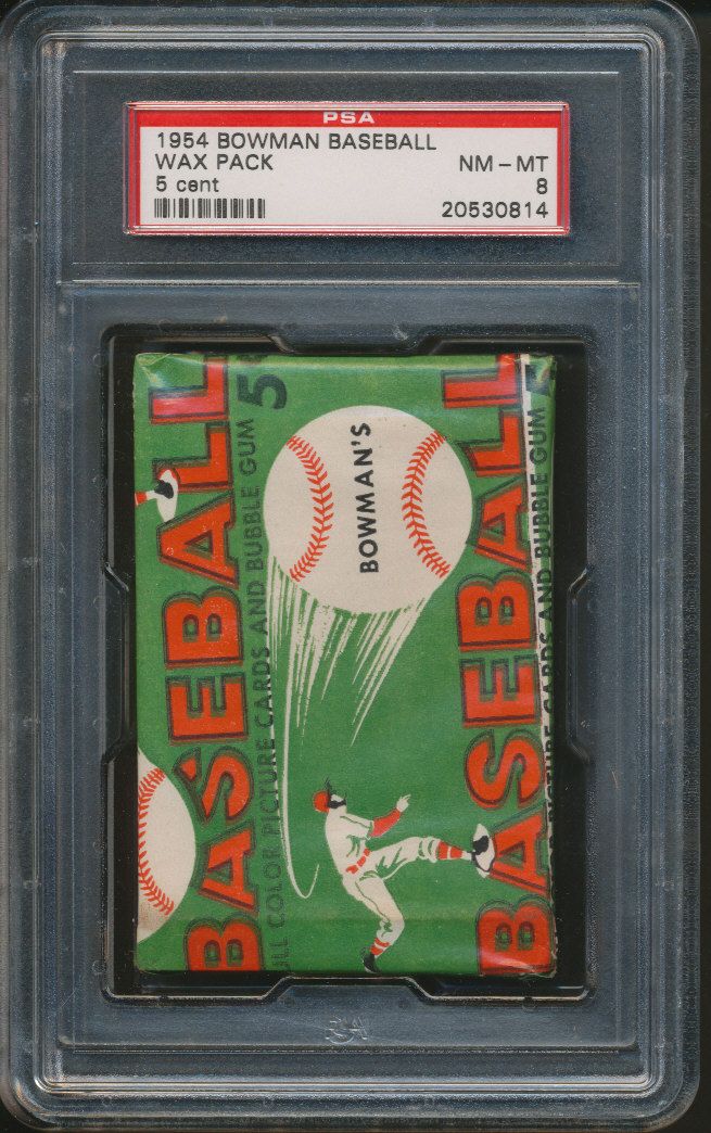 1954 Bowman Baseball Unopened 5 Cent Wax Pack PSA 8