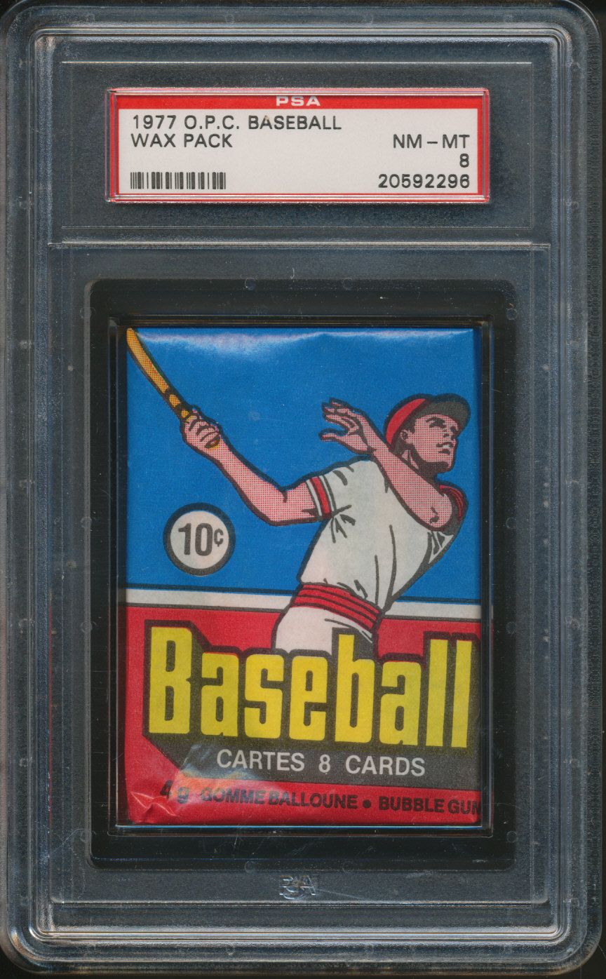 1977 OPC O-Pee-Chee Baseball Unopened Wax Pack PSA 8