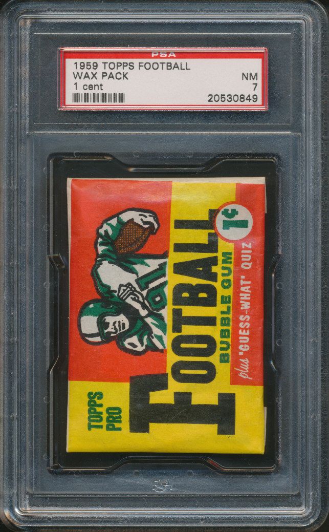 1959 Topps Football Unopened 1 Cent Wax Pack PSA 7