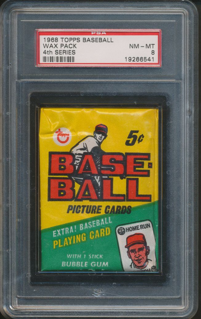 1968 Topps Baseball Unopened 4th Series Wax Pack PSA 8