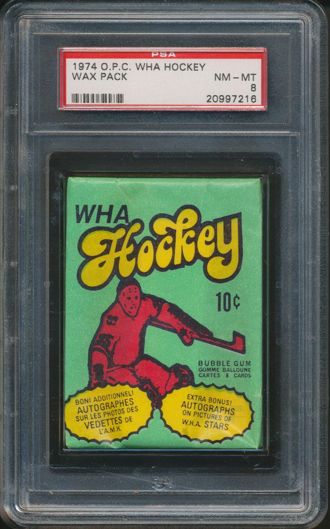 1974 1974/75 OPC O-Pee-Chee WHA Hockey Unopened Wax Pack PSA 8