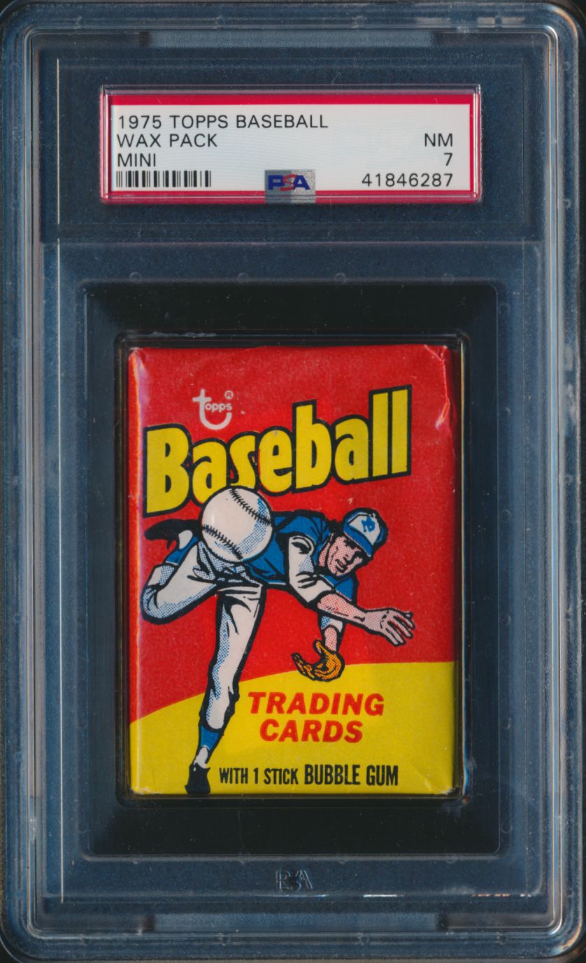1975 Topps Baseball Unopened Mini Wax Pack PSA 7
