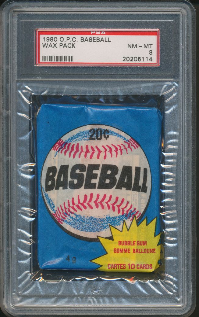 1980 OPC O-Pee-Chee Baseball Unopened Wax Pack PSA 8