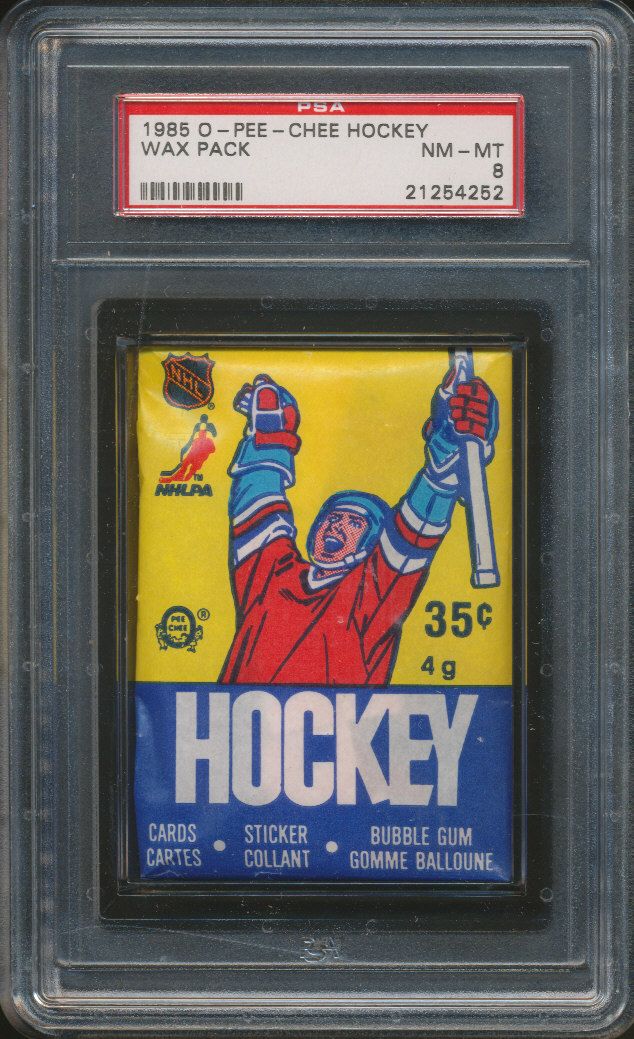 1985 1985/86 OPC O-Pee-Chee Hockey Unopened Wax Pack PSA 8