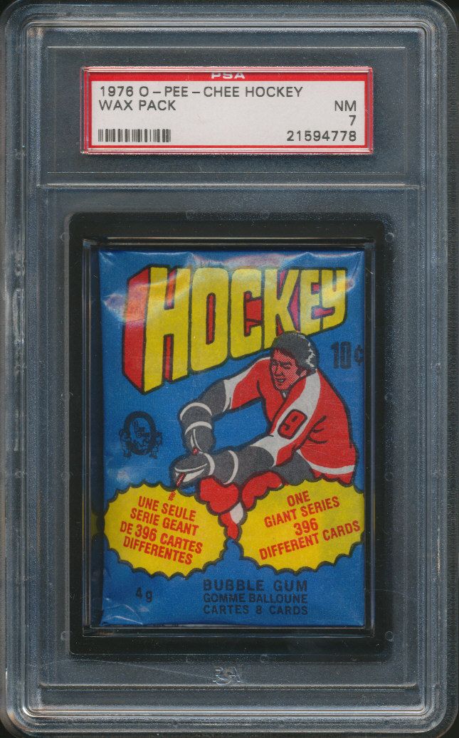 1976/77 OPC O-Pee-Chee Hockey Unopened Wax Pack PSA 7