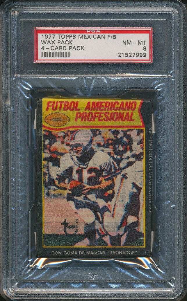 1977 Topps Football Unopened Mexican Wax Pack PSA 8 (4 Card)