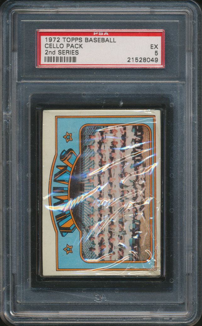 1972 Topps Baseball Unopened 2nd Series Cello Pack PSA 5