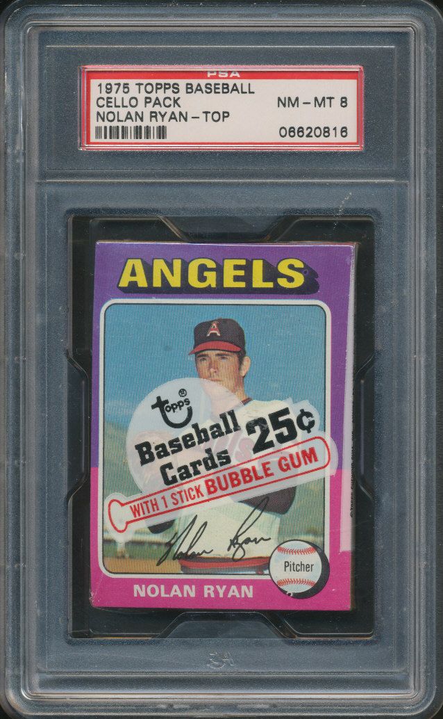 1975 Topps Baseball Unopened Cello Pack PSA 8 Ryan Top