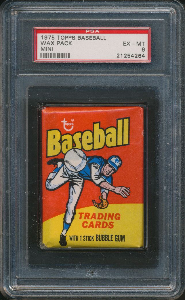 1975 Topps Baseball Unopened Mini Wax Pack PSA 6