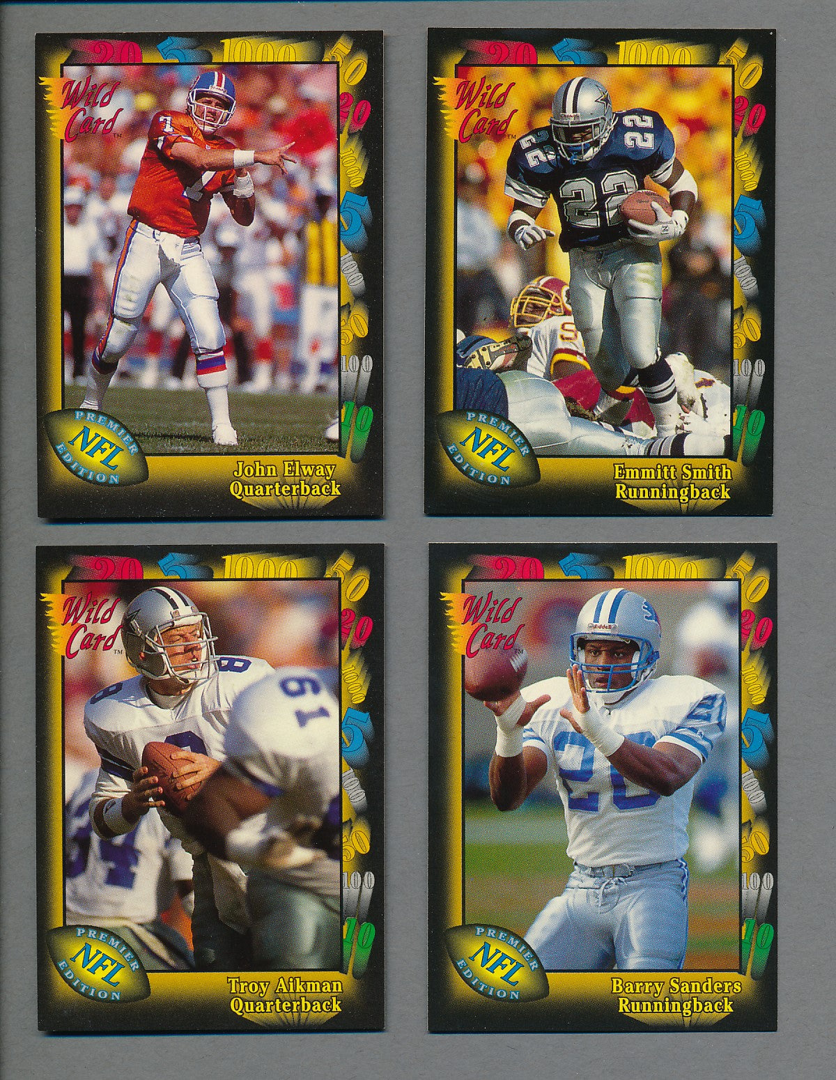 1991 Wild Card Football Complete Set (160) NM/MT MT