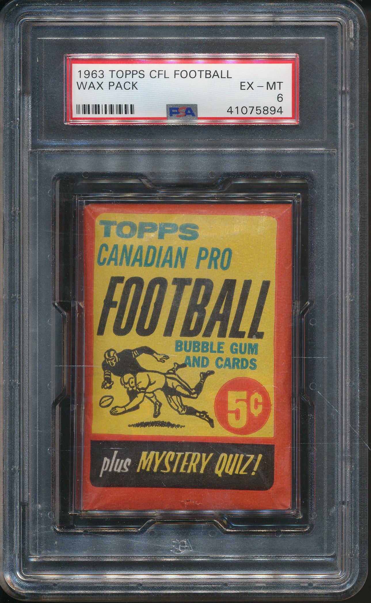 1963 Topps CFL Football Unopened Wax Pack PSA EX/MT 6