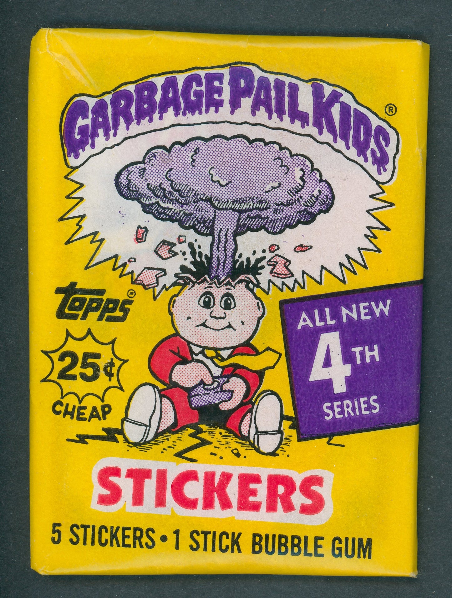1986 Topps Garbage Pail Kids Series 4 Unopened Wax Pack (w/ price) (Purple Cloud)