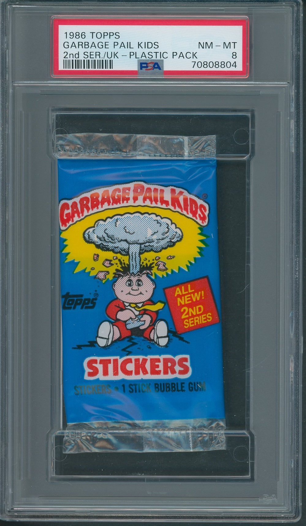 1986 Topps Garbage Pail Kids U.K. Unopened 2nd Series Pack PSA 8