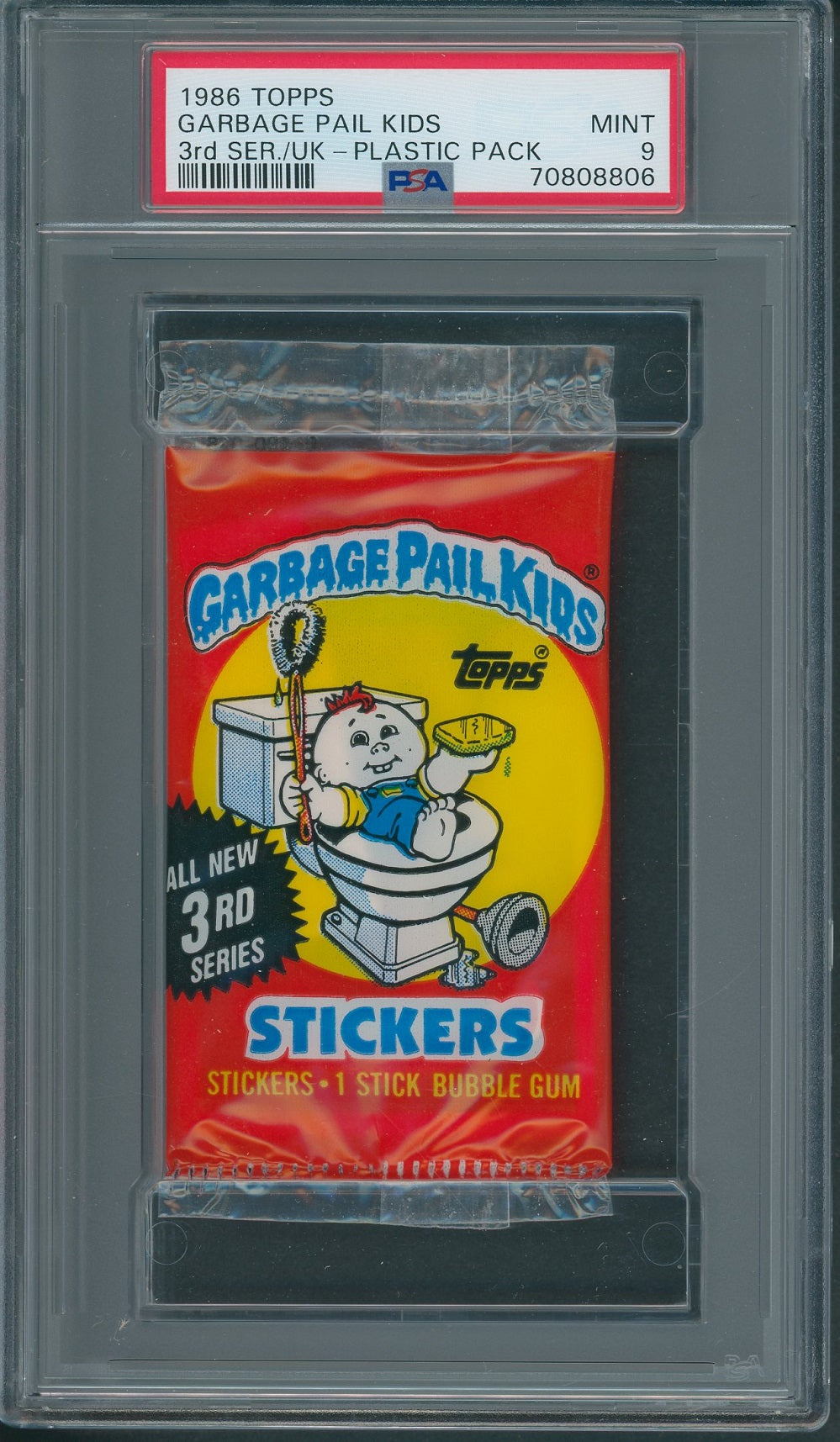 1986 Topps Garbage Pail Kids U.K. Unopened 3rd Series Pack PSA 9