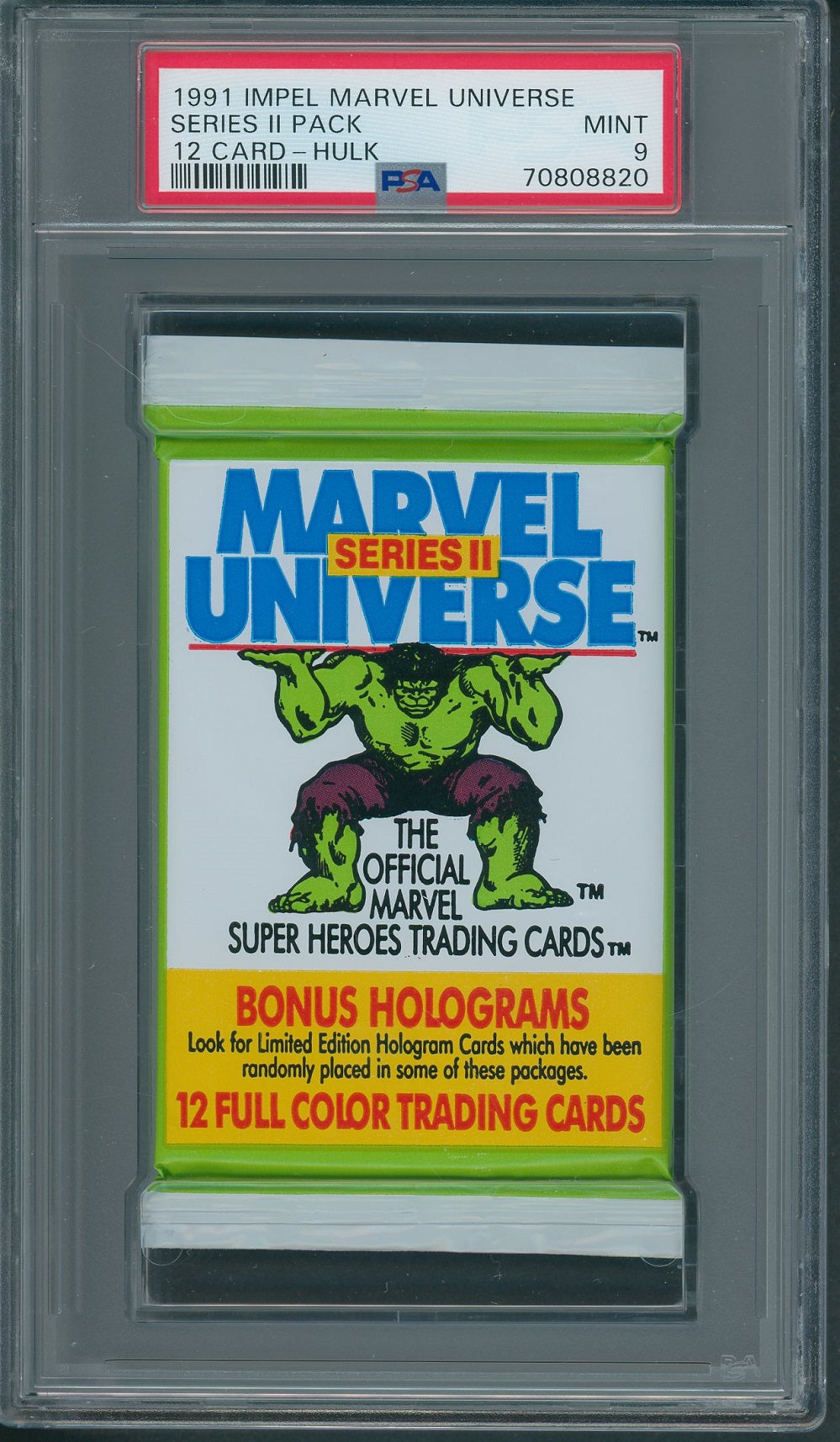 1991 Impel Marvel Universe Unopened Series 2 Pack Hulk PSA 9