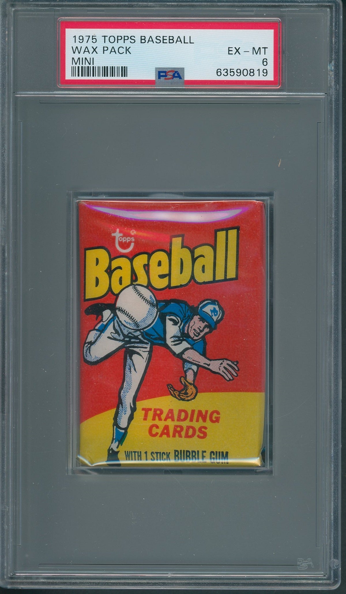 1975 Topps Baseball Unopened Mini Wax Pack PSA 6