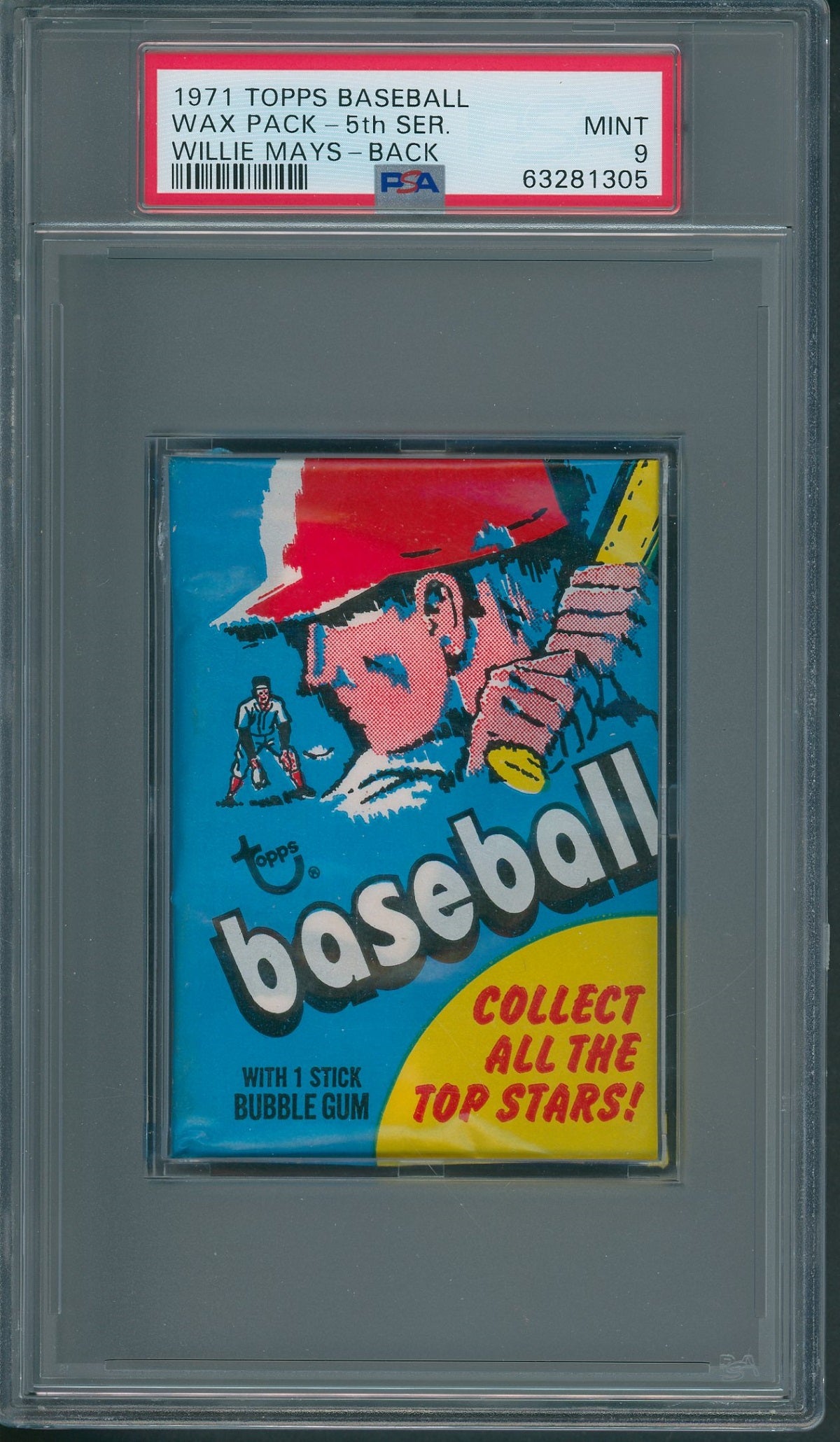 1971 Topps Baseball Unopened 5th Series Wax Pack PSA 9 Mays Back